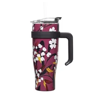 Kubki termiczne - Fernity Kubek termiczny z uchwytem Fleur 1,2l różowy - miniaturka - grafika 1