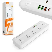 Listwy zasilające - Listwa zasilająca z 5 gniazdami AC, 3x USB, USB-C, LDNIO SC5415, 2500W (biała) - miniaturka - grafika 1