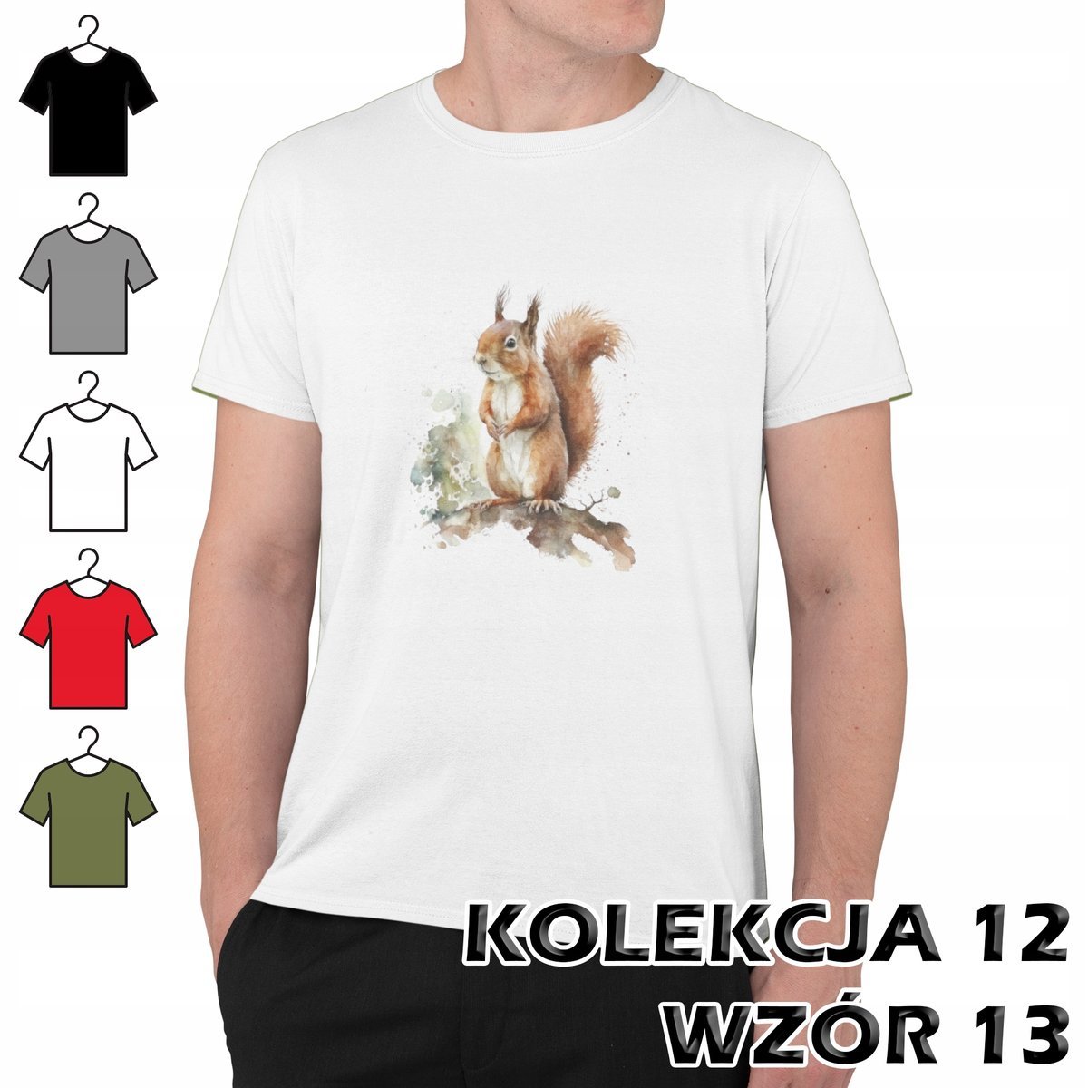T-SHIRT KOSZULKA MĘSKA ZWIERZAKI SARENKA LISEK WIEWIÓRKA BORSUK XS