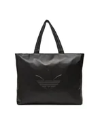 Torebki damskie - adidas Torebka Polyurethane Shopper Outline Trefoil JC6000 Czarny - miniaturka - grafika 1