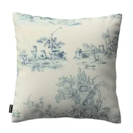 Poszewki na poduszki - Dekoria Poszewka Kinga na poduszkę tło ecru niebieskie postacie 60 × 60 cm Avinon 105-132-66 - miniaturka - grafika 1