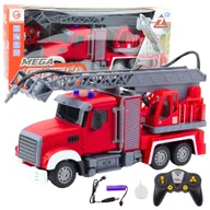 Zabawki zdalnie sterowane - Wóz Samochód Strażacki Z Wysięgnikiem Funkcja Lania Wody 1:24 LEAN Toys - miniaturka - grafika 1