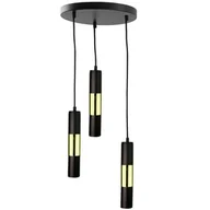 Lampy sufitowe - KET LAMPA wisząca KET1257 metalowa OPRAWA kaskada ZWIS tuby czarne złote KET1257 - miniaturka - grafika 1