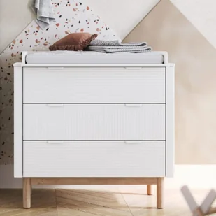 Komoda Miloo - 3 szuflady biała ryflowana - Komody dla dzieci - miniaturka - grafika 1