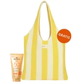Balsamy i kremy do opalania - Nuxe Sun, mleczko do opalania twarzy i ciała, SPF 50, 150 ml + torba plażowa gratis - miniaturka - grafika 1