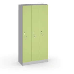 B2B Partner Drewniana szafa ubraniowa trzydrzwiowa, 1900 x 900 x 420 mm, szary/zielony 284502 - Szafy biurowe - miniaturka - grafika 1