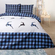 Pościel - Darymex Pościel flanelowa 220x200 Świąteczna niebieska czarna renifery kratka 31491/1 Flanela 3 - miniaturka - grafika 1