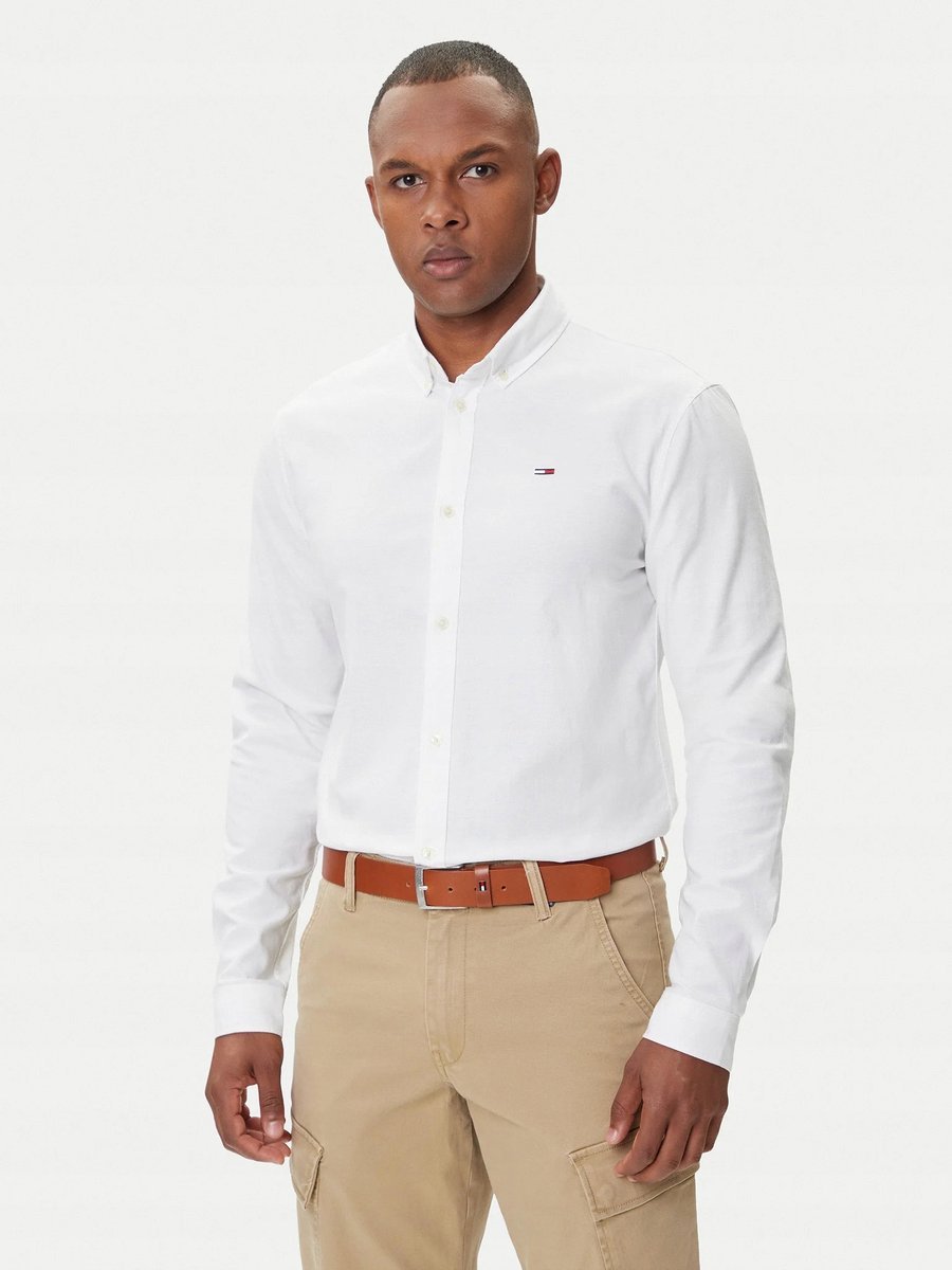 TOMMY JEANS BIAŁA KOSZULA Z DŁUGIM RĘKAWEM LOGO S 16EA