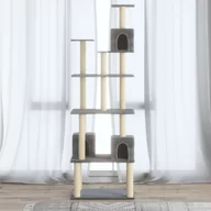 Drapaki dla kotów - shumee shumee Drapak dla kota z sizalowymi słupkami jasnoszary 188 cm - miniaturka - grafika 1