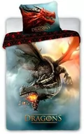 Pościel dla dzieci - Faro Pościel bawełniana 160x200 Dragons 028 Latający Smok czarna niebieska poszewka 70x90 - miniaturka - grafika 1