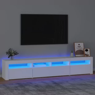 Lumarko Szafka pod TV z oświetleniem LED, biała - Szafki RTV - miniaturka - grafika 1