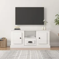 Szafki RTV - vidaXL Szafka pod TV, wysoki połysk, biała, 100x35,5x45 cm - miniaturka - grafika 1