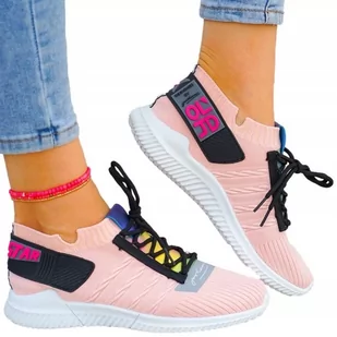Buty Lekkie Materiałowe Modne Wygodne Sportowe Sneakersy Damskie Alarkon Różowe 36 - Sneakersy damskie - miniaturka - grafika 1