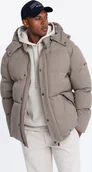 Kurtki męskie - Kurtka męska Ombre Mocno ocieplana męska kurtka typu puffer w pepitkę brązowa V1 OM-JAHP-0174 XXL - miniaturka - grafika 1