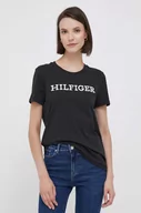 Koszulki sportowe damskie - Tommy Hilfiger t-shirt bawełniany kolor czarny - miniaturka - grafika 1