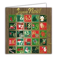 Ozdoby bożonarodzeniowe - Kartka kwadratowa Wesołych Świąt w kolorze złotym z białą kopertą 15 x 15 cm - Kalendarz adwentowy 25 grudnia Impreza Koniec Roku Prezenty Dekorowanie Jodła Ciasteczka Oczekiwanie Mikołaja - - miniaturka - grafika 1