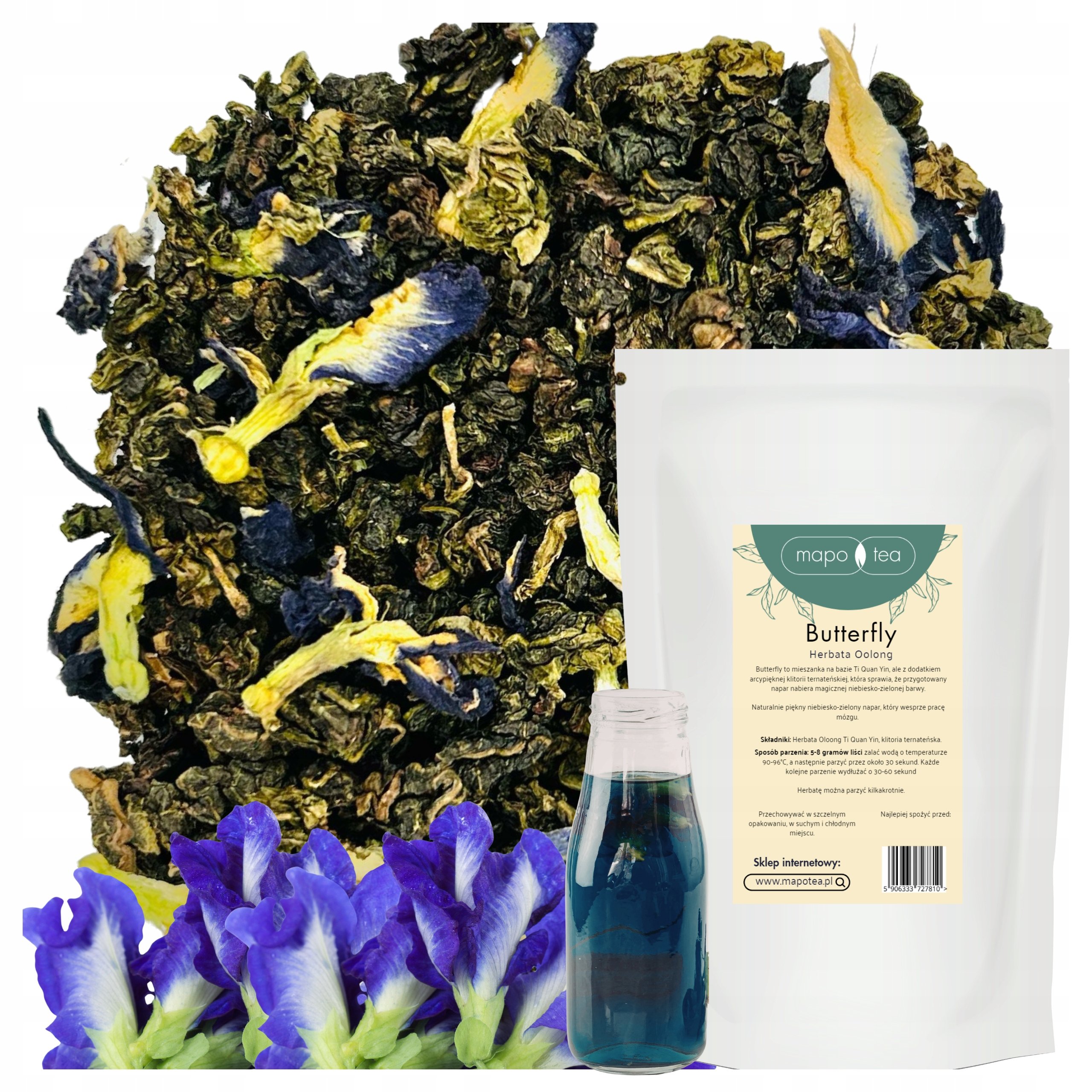 Herbata Oolong Niebieska Perła Butterfly Klitoria Ternateńska Ulung 500g