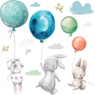 Naklejki na ścianę - Naklejki dla dzieci Króliczki z balonami 1, 120x120 cm - miniaturka - grafika 1