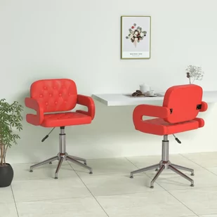vidaXL Obrotowe krzesła stołowe 2 szt. czerwone sztuczna skóra 335659 - Krzesła - miniaturka - grafika 1