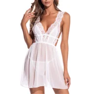 Bielizna nocna - Koszulka Nocna Na Ramiączkach Biała - Xl - miniaturka - grafika 1