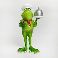 Figurki dekoracyjne - Figurka Dekoracyjna Ozdoba Zielona Żaba Kucharz - miniaturka - grafika 1