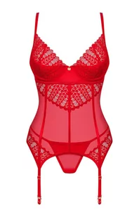 Obsessive koronkowy czerwony gorset i stringi Ingridia, Kolor czerwony, Rozmiar XS/S, Obsessive - Primodo.com - Body - miniaturka - grafika 1