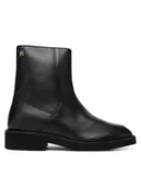 Botki damskie - Tommy Hilfiger Botki Th Square Toe Leather Bootie FW0FW09046 Czarny - miniaturka - grafika 1