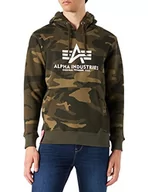 Bluzy męskie - ALPHA INDUSTRIES Męska bluza z kapturem, kamuflaż, sportowa, Olive Camo, S - miniaturka - grafika 1
