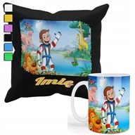 Gadżety dla niej i dla niego - Zestaw Kubek + Poszewka Z Nadrukiem-Dla Fana Prezent Ciekawski George +Imię - miniaturka - grafika 1