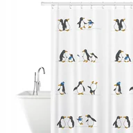 Maty antypoślizgowe - Tatkraft Penguins tekstylna zasłona prysznicowa - miniaturka - grafika 1