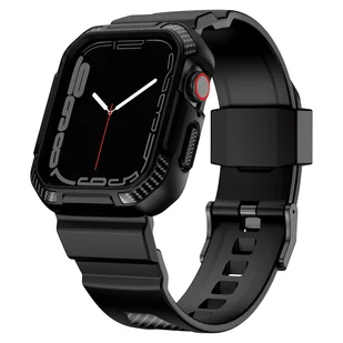 Kingxbar CYF106 2w1 pancerne etui Apple Watch SE, 8, 7, 6, 5, 4, 3, 2, 1 (41, 40, 38 mm) z paskiem czarne - Akcesoria do smartwatchy - miniaturka - grafika 1
