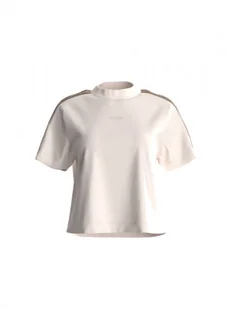 Damski t-shirt z nadrukiem Guess Britney Crop Tee - kremowy - GUESS - Koszulki sportowe damskie - miniaturka - grafika 1
