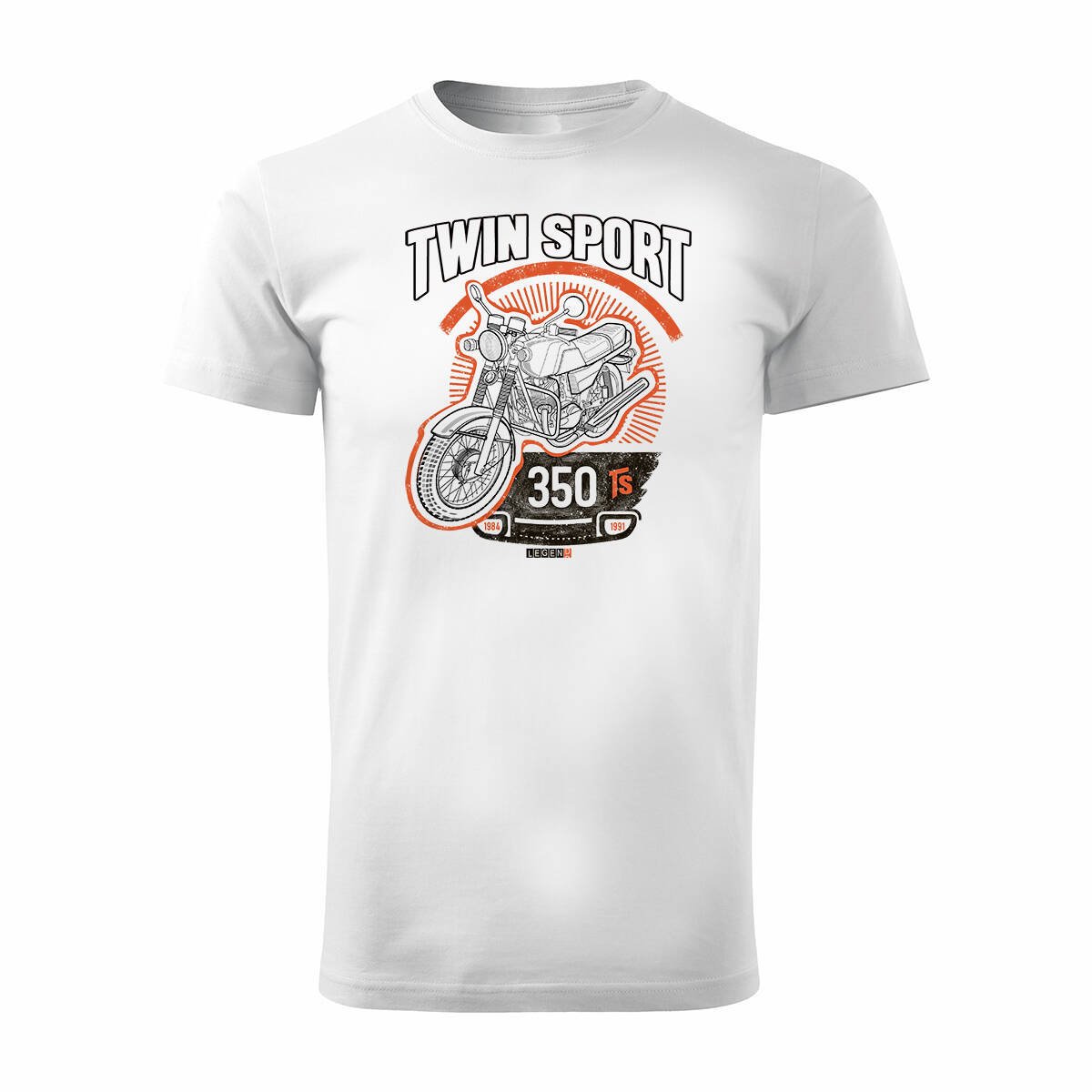 Koszulka motocyklowa z motocyklem Jawa 350 TR Jawą PRL legend męska biała REGULAR-XXL