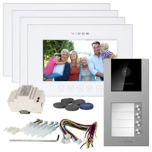 Wideodomofon Wielorodzinny Vidos X 4 Monitory M11W + S11-4 FullHD Podczerwień RFID MicroSD - Wideodomofony - miniaturka - grafika 1