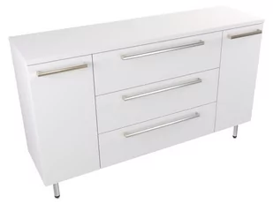 Szafka Stojąca Z Blatem ATH 140 cm D - Biały Mat - Uchwyty Stal Szczotkowana - Szafki łazienkowe - miniaturka - grafika 1