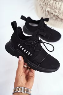 Sportowe Buty Dziecięce Młodzieżowe Czarne ABCKIDS B012310074 - Zazoo - Buty dla dziewczynek - miniaturka - grafika 1