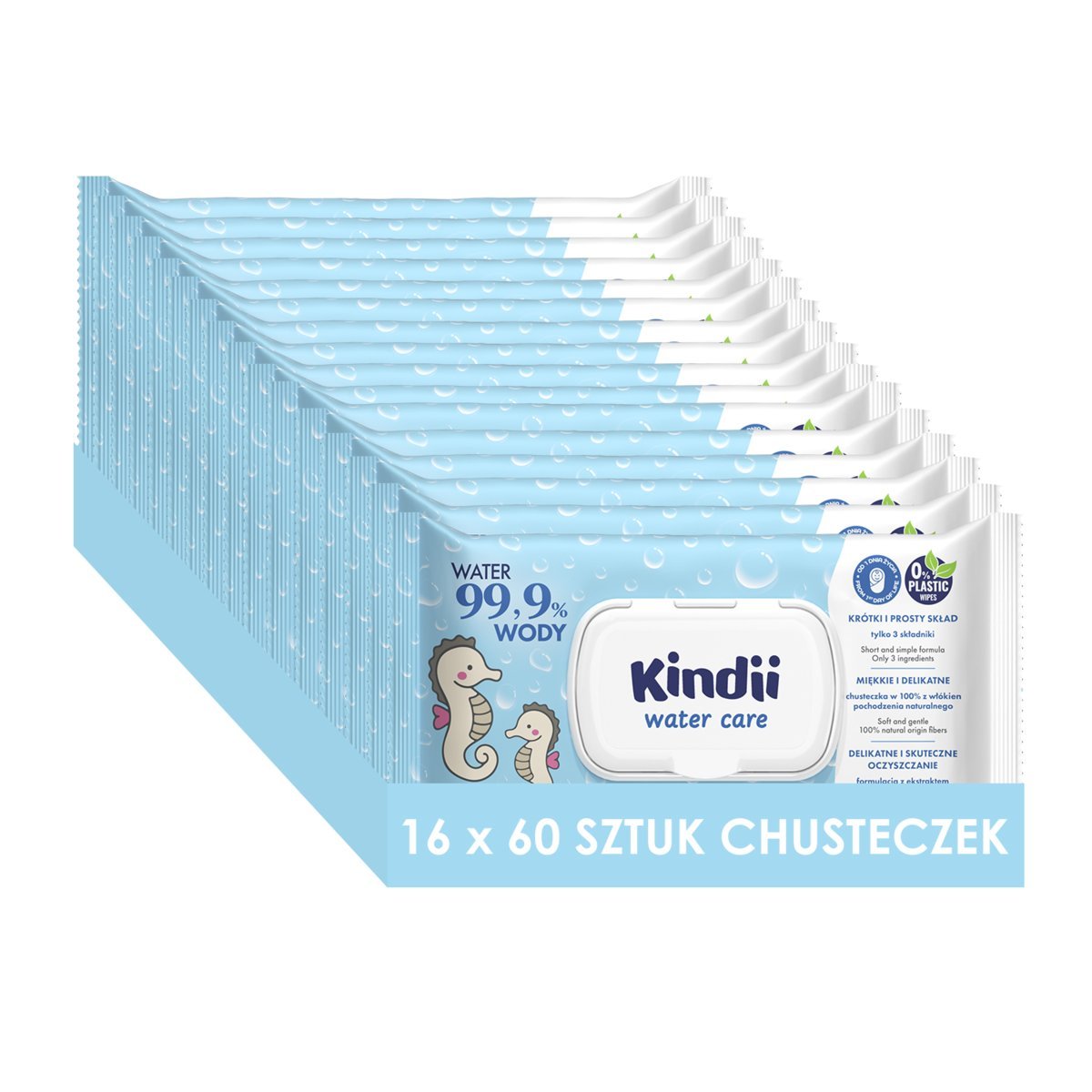 Kindii Chusteczki 99,9% Wody 60 szt. - Delikatność i Natura
