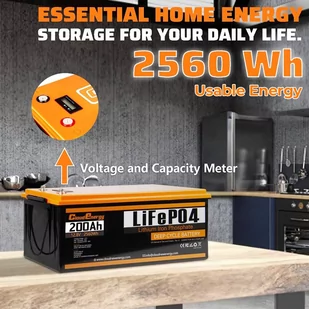 Akumulator zasilania awaryjnego LiFePO4 Cloudenergy 12V 200Ah, 2560Wh energii, 6000 cyklów, wbudowany BMS 100A - Baterie do zasilaczy awaryjnych UPS - miniaturka - grafika 1
