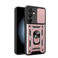 Etui i futerały do telefonów - Pancerne etui na Samsung Galaxy A56 z podstawką osłoną aparatu Hybrid Armor Camshield - różowe - miniaturka - grafika 1