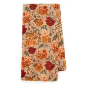 Apaszki i szaliki męskie - Cienki szal damski w kwiaty beżowo - pomarańczowy - miniaturka - grafika 1