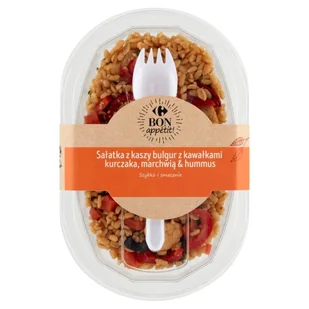 Carrefour Bon appétit Sałatka z kaszy bulgur z kawałkami kurczaka marchwią & hummus 210 g - Szybkie dania obiadowe - miniaturka - grafika 1