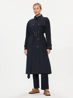 Płaszcze damskie - Tommy Hilfiger Trencz WW0WW38947 Granatowy Regular Fit - miniaturka - grafika 1