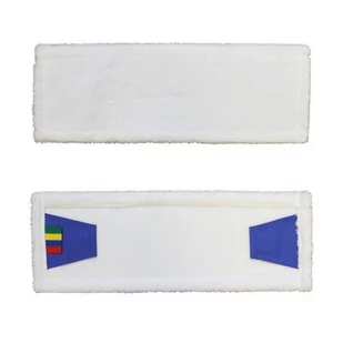 Mop z mikrofibry biały płaski z zakładkami Economy 40cm do stelaża MERIDA - Miotły, szufle, mopy - miniaturka - grafika 1