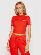 Koszulki i topy damskie - Puma T-Shirt Classics Mock Neck 530229 Czerwony Slim Fit - miniaturka - grafika 1