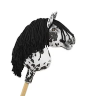Zabawki i gry sportowe - Hobby Horse Mały koń na kiju Premium - tarantowaty biało-czarny z czarną grzywą A4 - miniaturka - grafika 1