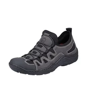 Kapcie damskie - Rieker Damskie kapcie L0502, damskie pantofle, luźna wkładka, Szary Kombi 45, 36 EU - miniaturka - grafika 1