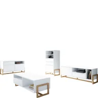 Inne meble do salonu - Zestaw Mebli do Salonu Biały Oslo Vivaldi Meble Biały, Buk - miniaturka - grafika 1