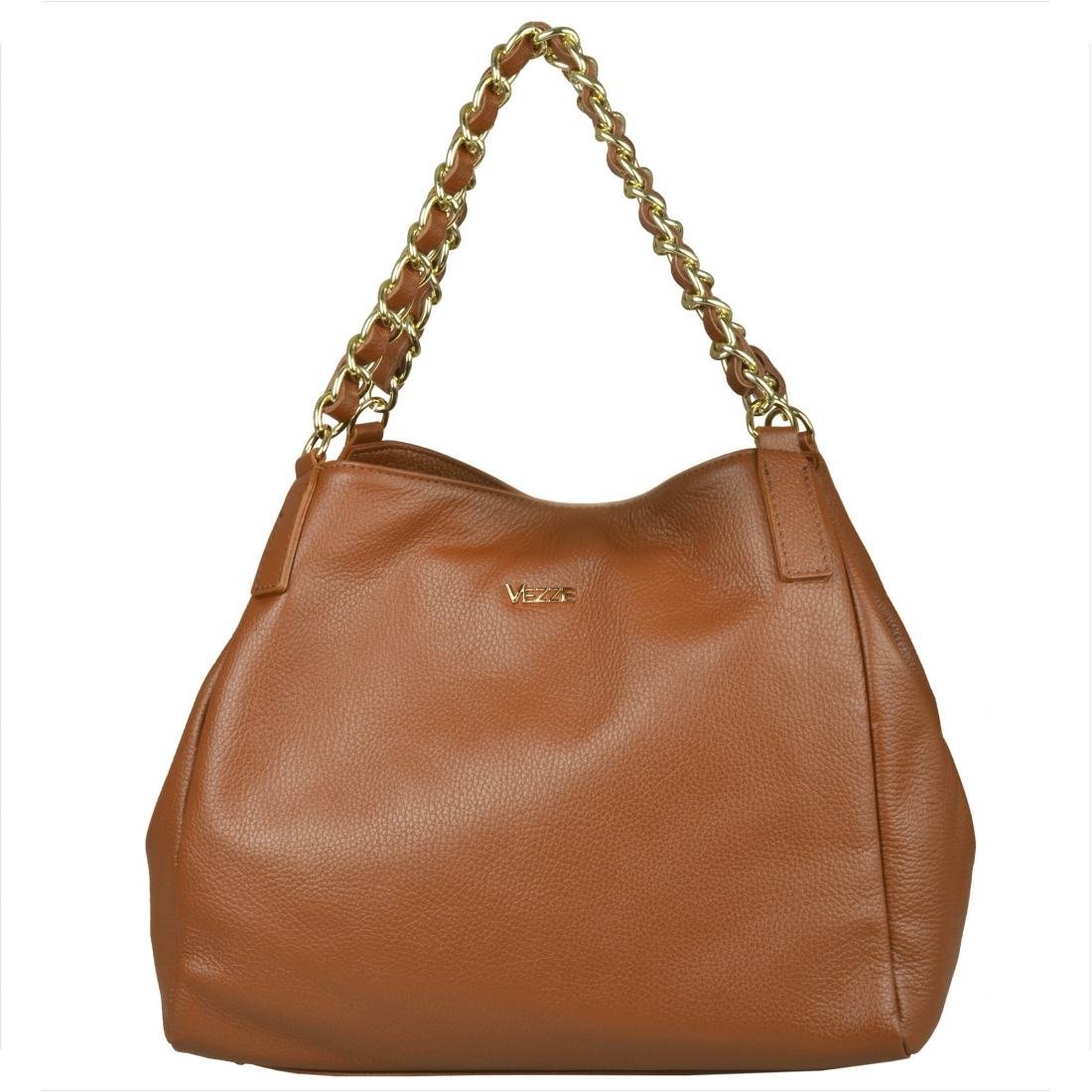 Duża skórzana torba shopper bag brązowa