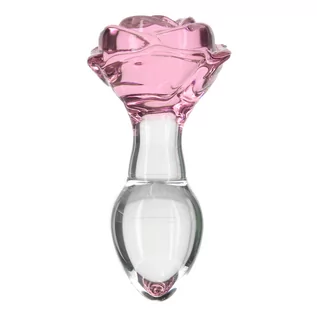 Korki analne - Pillow Talk Rosy Luxurious Glass Anal Plug with Bonus Bullet - grafika 1
