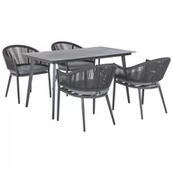 Meble ogrodowe - Shumee Shumee Zestaw ogrodowy metalowy stół i 4 krzesła szary MILETO 268669 - miniaturka - grafika 1